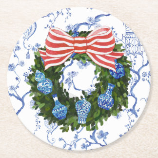 Chinoiserie Wandee, jul Ginger Burk, Party Underlägg Papper Rund