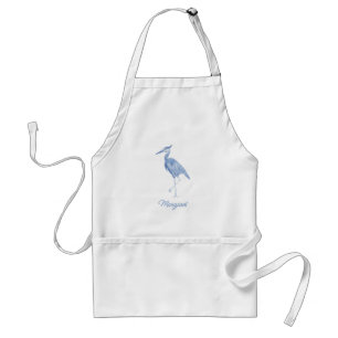 Chinoiserie Watercolor Blue Heron Förkläde