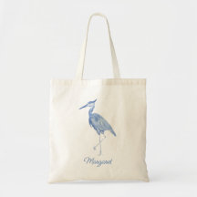 Chinoiserie Watercolor Blue Heron