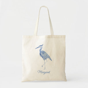 Chinoiserie Watercolor Blue Heron Tygkasse