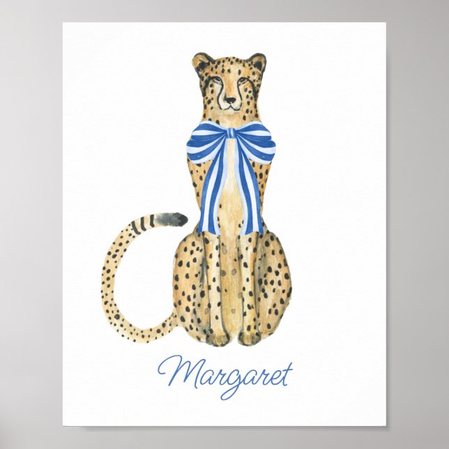 Chinoiserie Watercolor Bow Cheetah Poster (Framsidan)