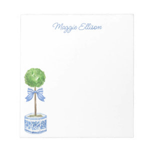 Chinoiserie Watercolor Bow Topiary Anteckningsbloc Anteckningsblock