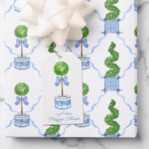 Chinoiserie Watercolor Bow Topiary Gift-Märkre