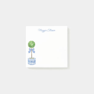 Chinoiserie Watercolor Bow Topiary Post-it Block