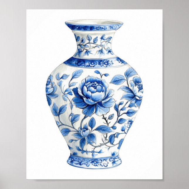 Chinoiserie Watercolor Burk Poster (Framsidan)