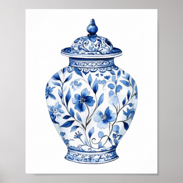 Chinoiserie Watercolor Burk Poster (Framsidan)
