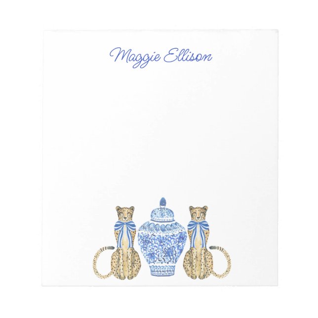 Chinoiserie Watercolor Cheetah Ginger Burk Anteckn Anteckningsblock (Framsida)