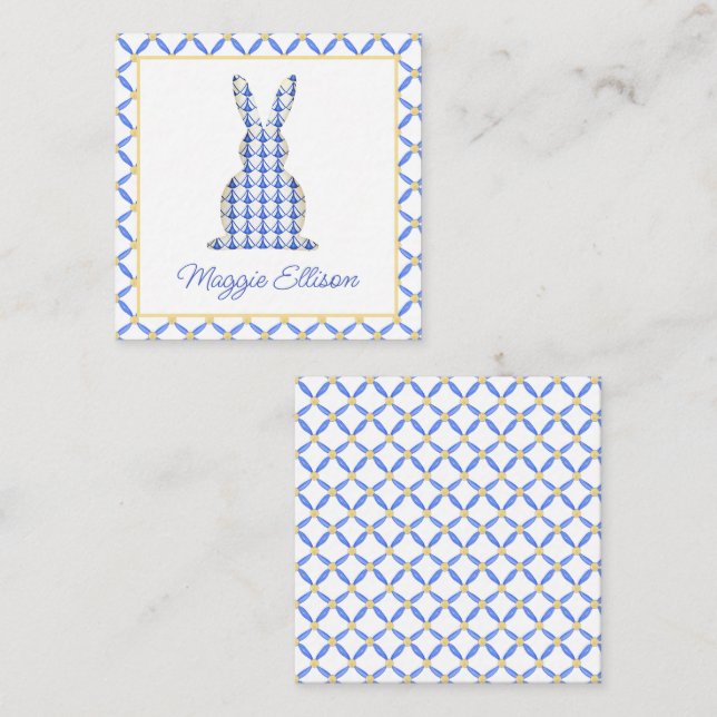 Chinoiserie Watercolor Chic Bunny Gift-hölje Anteckningskort (Fram/baksida)