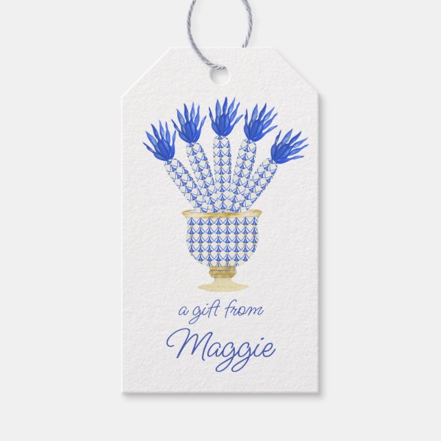 Chinoiserie Watercolor Chic Carrots Gift-Märkre Presentetikett (Framsidan)