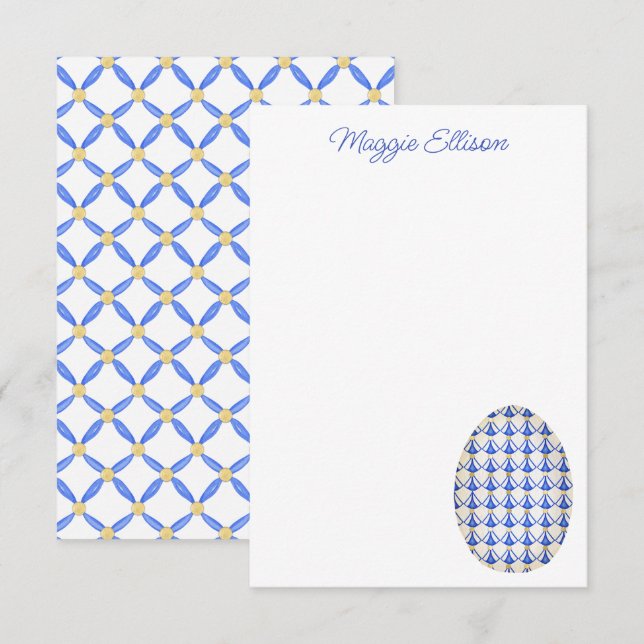 Chinoiserie Watercolor Chic Eggs Tack Kort (Fram/baksida)