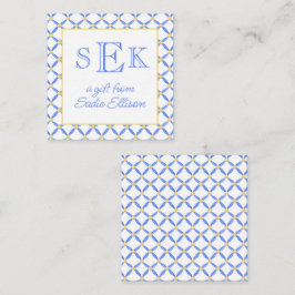 Chinoiserie Watercolor Chic Monogram Gift Anteckningskort