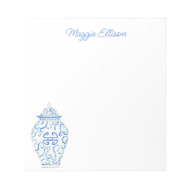 Chinoiserie Watercolor Ginger Burk Anteckningsbloc Anteckningsblock (Framsida)