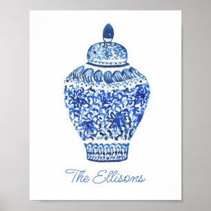 Chinoiserie Watercolor Ginger Burk Poster