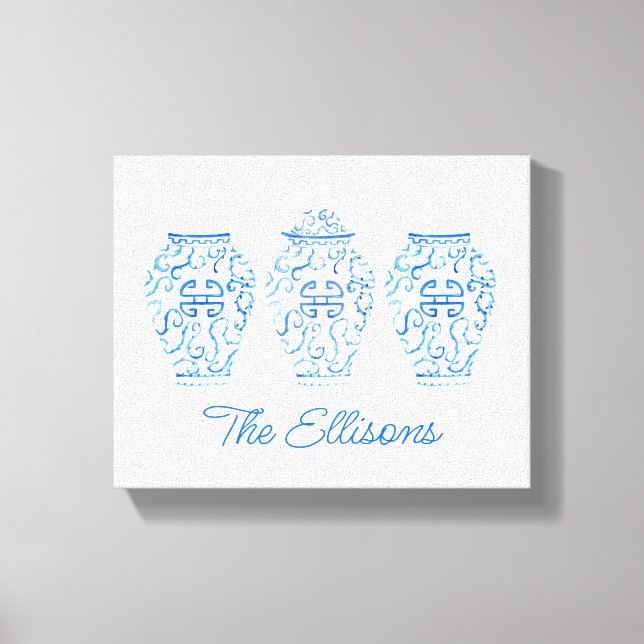 Chinoiserie Watercolor Ginger Burk Vas Canvastryck (Framsida)