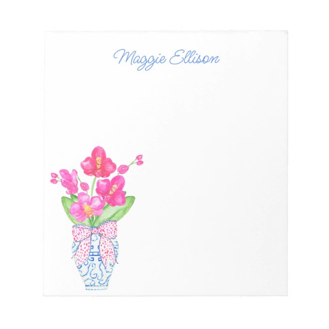 Chinoiserie Watercolor Orchids Ginger Burk Anteckn Anteckningsblock (Framsida)