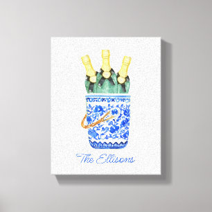 Chinoiserie Watercolor Vin Bucket Canvastryck