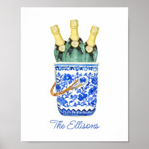 Chinoiserie Watercolor Vin Bucket Poster