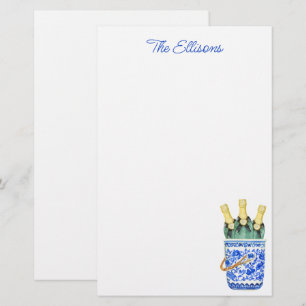 Chinoiserie Watercolor Vin Ice Bucket Stationery Brevpapper