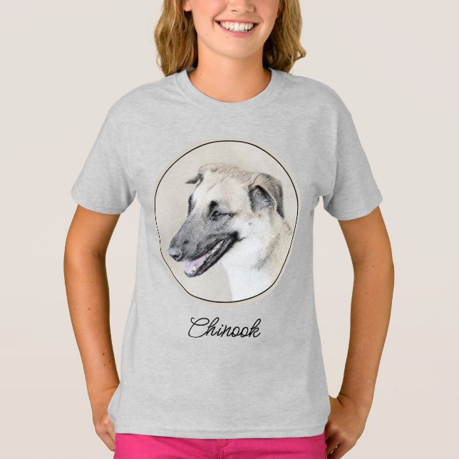 Chinook (Helicopter Ears) Painting - Dog Art T-Shi T Shirt (Framsida)