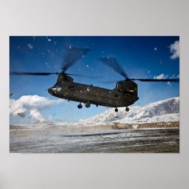 Chinook Helicopter i Snö Poster (Framsidan)
