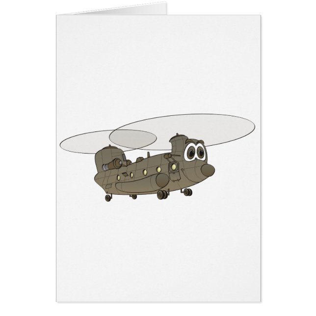 Chinook Helicopter Tecknad Hälsningskort (Framsidan)