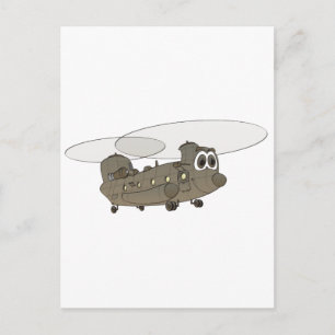 Chinook Helicopter Tecknad Vykort