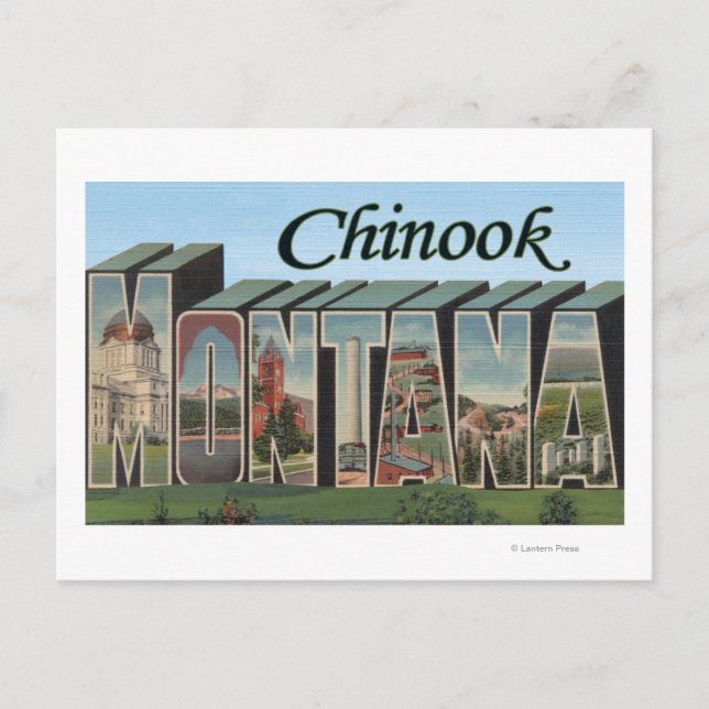 Chinook, Montana - Large Brev Scenes Vykort (Framsida)