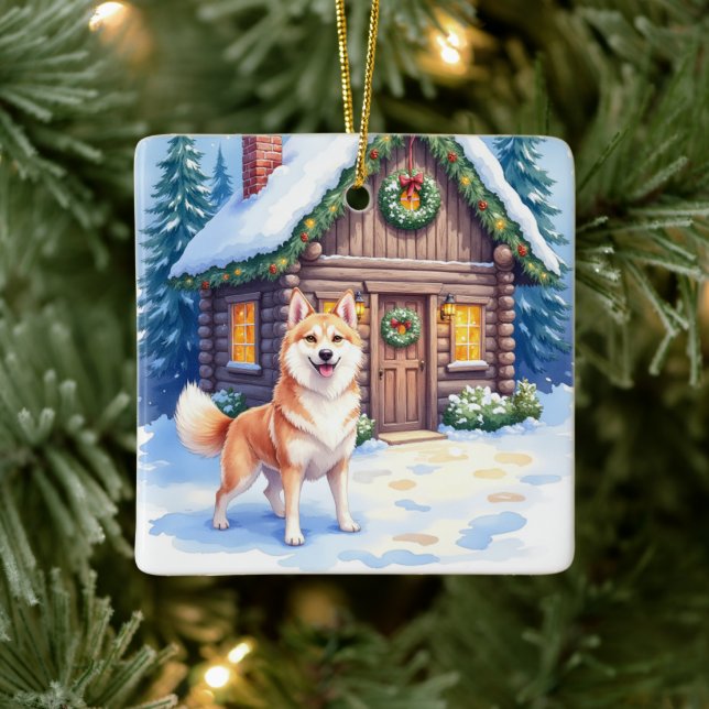 Chinook Rustic Log Cabin Christmas Art Julgransprydnad Keramik (Träd)