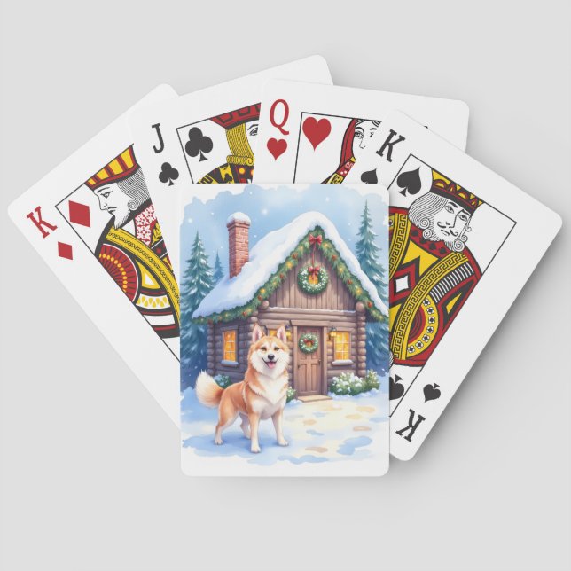 Chinook Rustic Log Cabin Julkonst Casinokort (Baksidan)