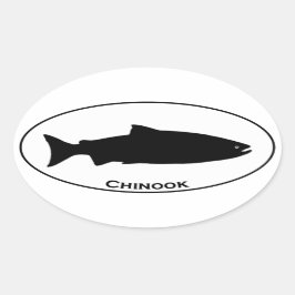 Chinook Salmon Oval Logotyp Ovalt Klistermärke