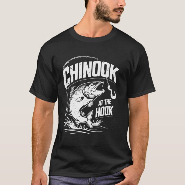Chinook vid Hook lax fiske T Shirt (Framsida)