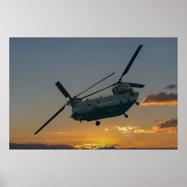 Chinook vid Sunset Poster (Framsidan)