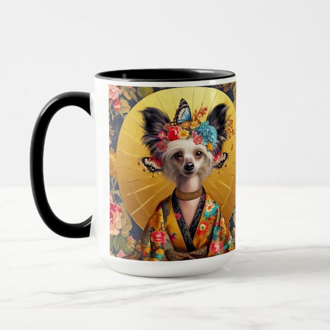 Chinsese Crested Hund Art Mugg (Vänster)