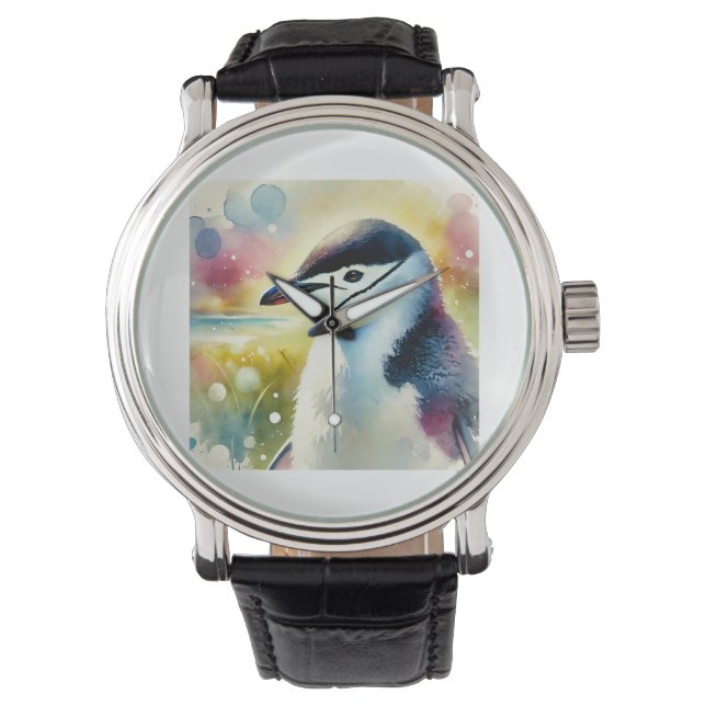 Chinstrap Penguin 210824AREF115 - Watercolor Armbandsur (Framsida)
