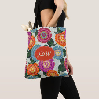 Chintz äng blommig konst monogram present tygkasse