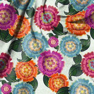 Chintz äng Stor Skalig Blommig Konst Sömlös Tyg