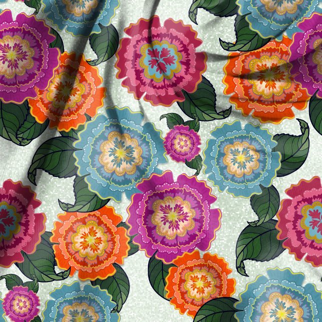 Chintz äng Stor Skalig Blommig Konst Sömlös Tyg (Skapare uppladdad)