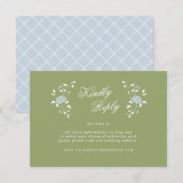 Chintz Blommig Sagegrön Online RSVP-kort Tilläggskort