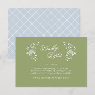 Chintz Blommig Sagegrön Online RSVP-kort Tilläggskort