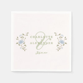 Chintz Blommig Sälggrön Elegant Bröllopsservett Pappersservett
