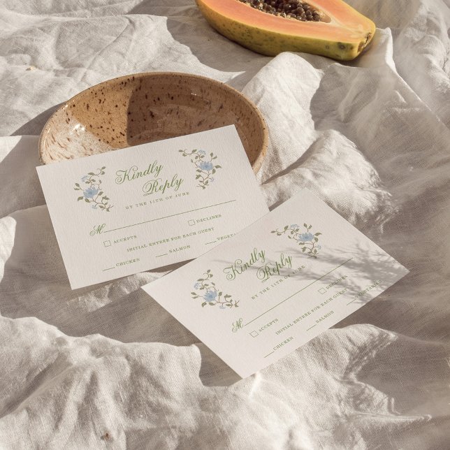 Chintz Blommig Sälja Grön RSVP-kort Tilläggskort (Skapare uppladdad)
