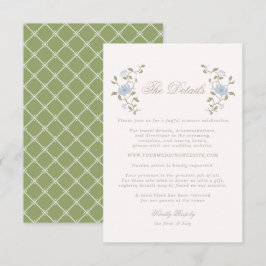 Chintz Lotus Sage Blå Bröllopsdetaljkort Tilläggskort