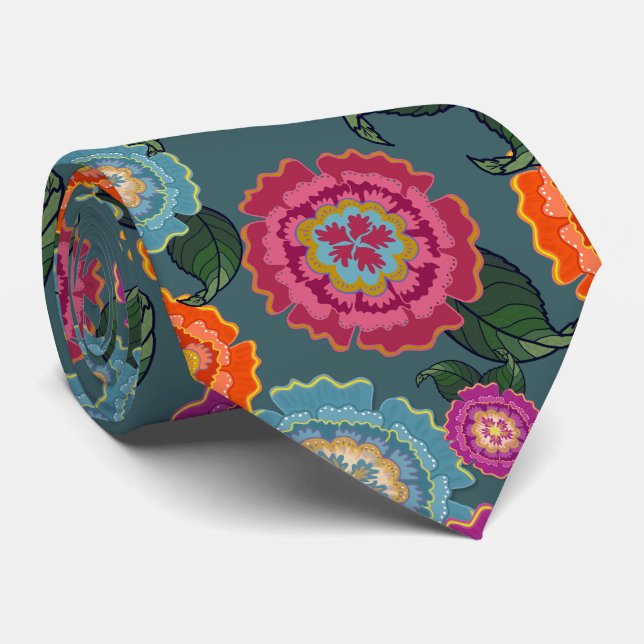 Chintz Meadow Blommig Konst Mönster Slips (Rullad)