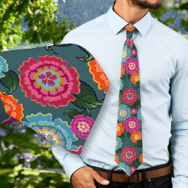 Chintz Meadow Blommig Konst Mönster Slips