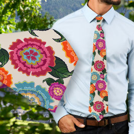 Chintz Meadow Blommig Konst Mönster Slips
