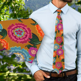 Chintz Meadow Blommig Konst Mönster Slips