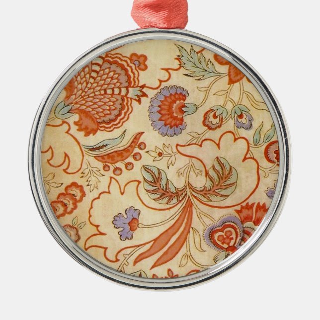 Chintz Paisley Antik Blommönster Julgransprydnad Metall (Framsidan)