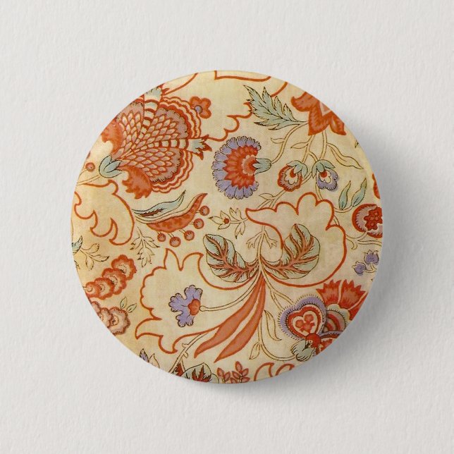 Chintz Paisley Antik Blommönster Knapp (Framsida)