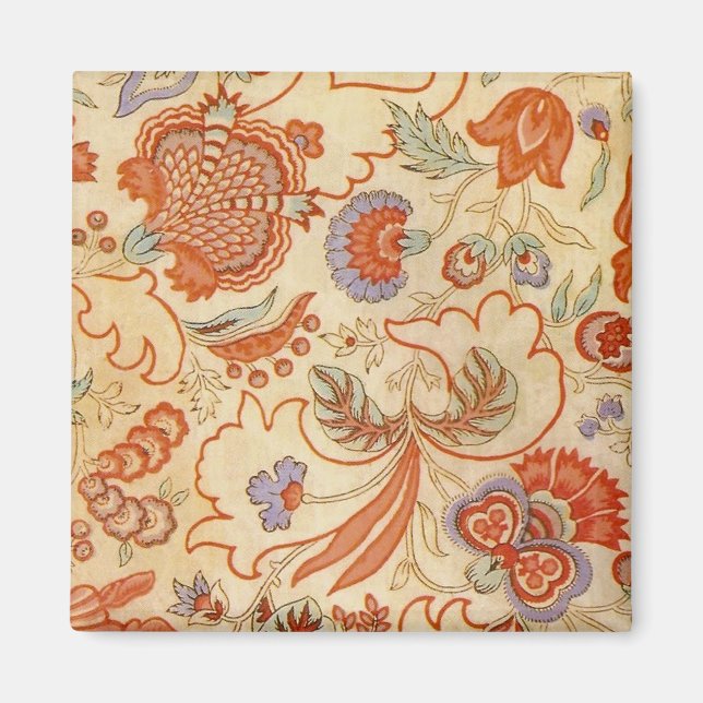 Chintz Paisley Antik Blommönster Magnet (Framsidan)