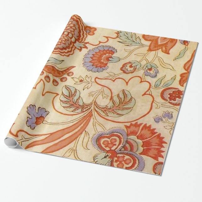 Chintz Paisley Antique Blommönster Presentpapper (Utrullad)